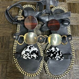 Women’s Black and Gold Sandals with Unique Accents